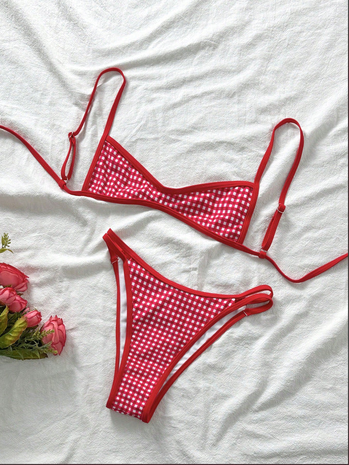 Tube-top Backless Lace-up Sexy Bikini Two-piece Swimsuit Gronata