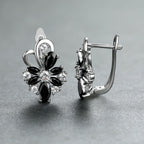 Rose Ring Colorful Flower Drop-shaped Zircon Earrings Gronata