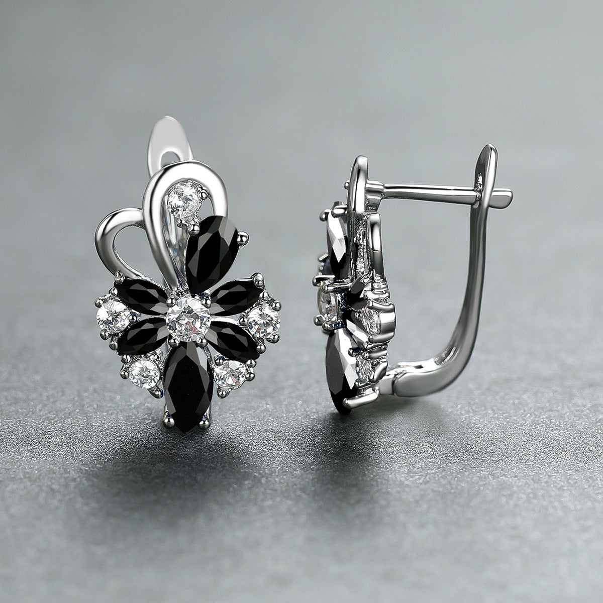 Rose Ring Colorful Flower Drop-shaped Zircon Earrings Gronata