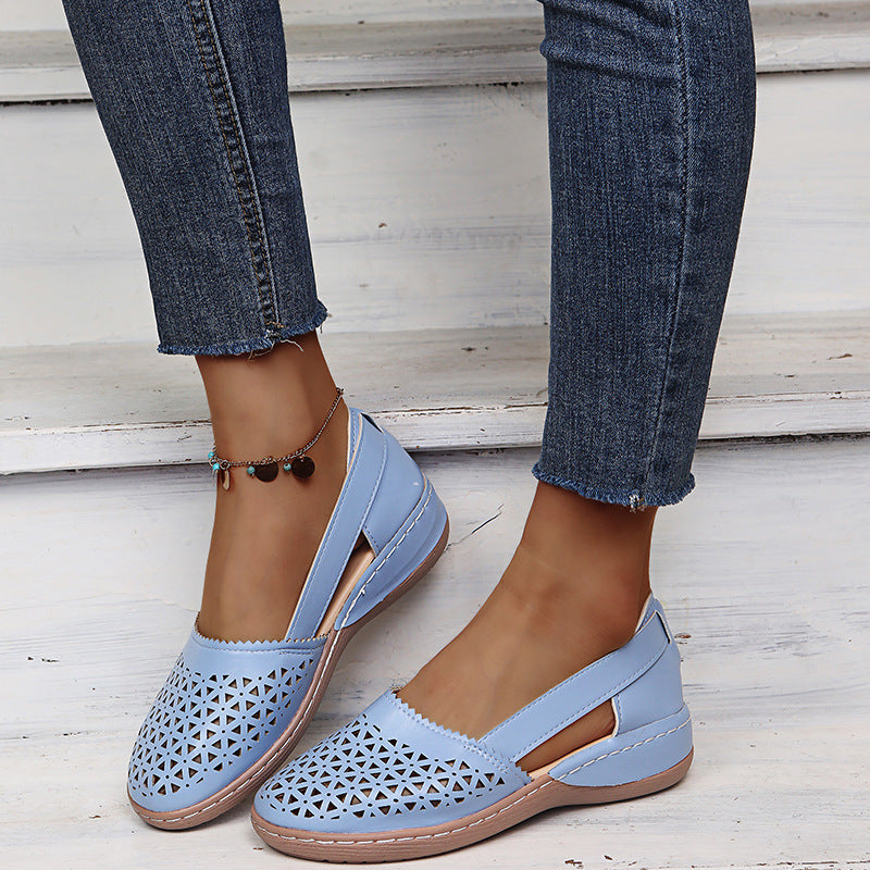 Round Toe Wedge Cross-border Large Size Flat Bottom Women's Sandals Gronata