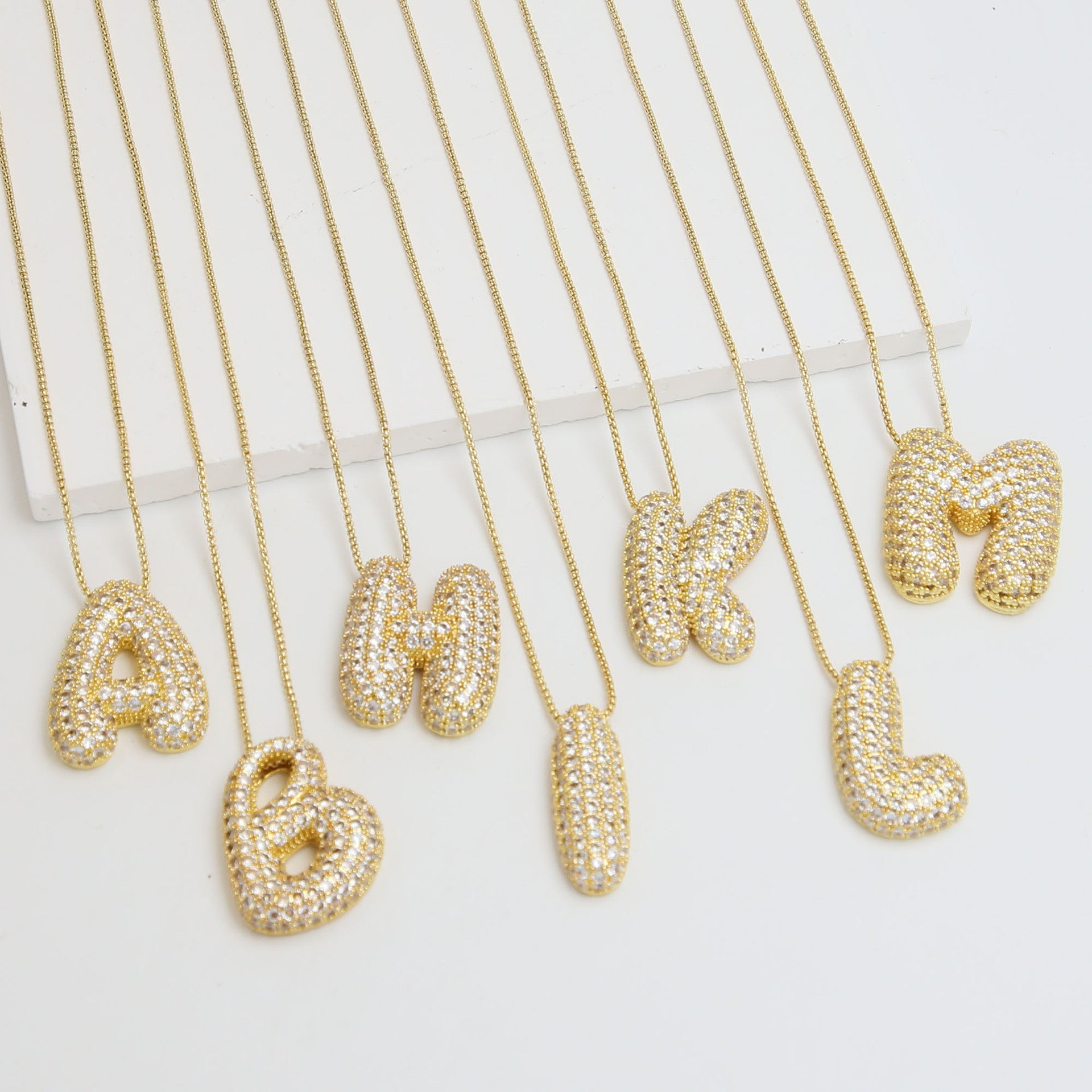 Bubble Initial Diamond Necklace Gronata