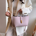INS Litchi Pattern Shoulder Bag Fashion Zipper Bucket Bag High Capacity Totes Handbag For Women Gronata