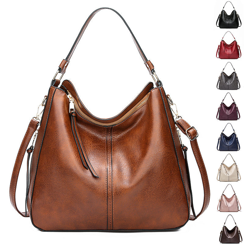 Hobos Zipper Bucket Bags With Adjustable Shoulder-strap Handbags Temperament High Capacity Messenger Shoulder Bag For Women Gronata