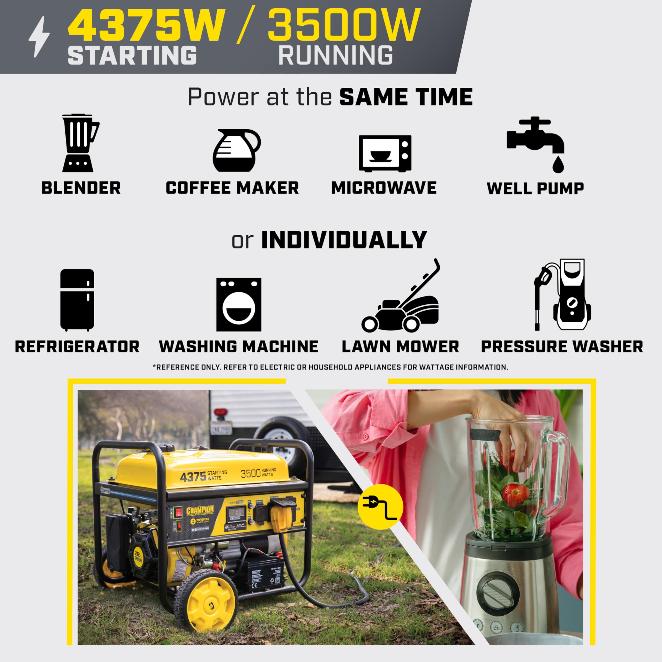 Champion Power Equipment 4375-Watt Wireless Remote Start RV Ready Portable Generator with Free 3-Year Warranty Gronata