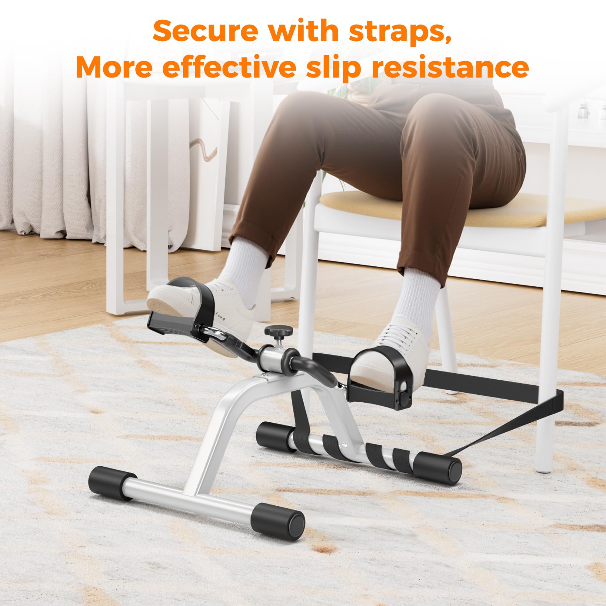 RYGEO Pedal Exerciser Mini Exercise Bike for Leg and Arm Recovery Exercise Lightweight and Portable Floor Bike(Silver) Gronata