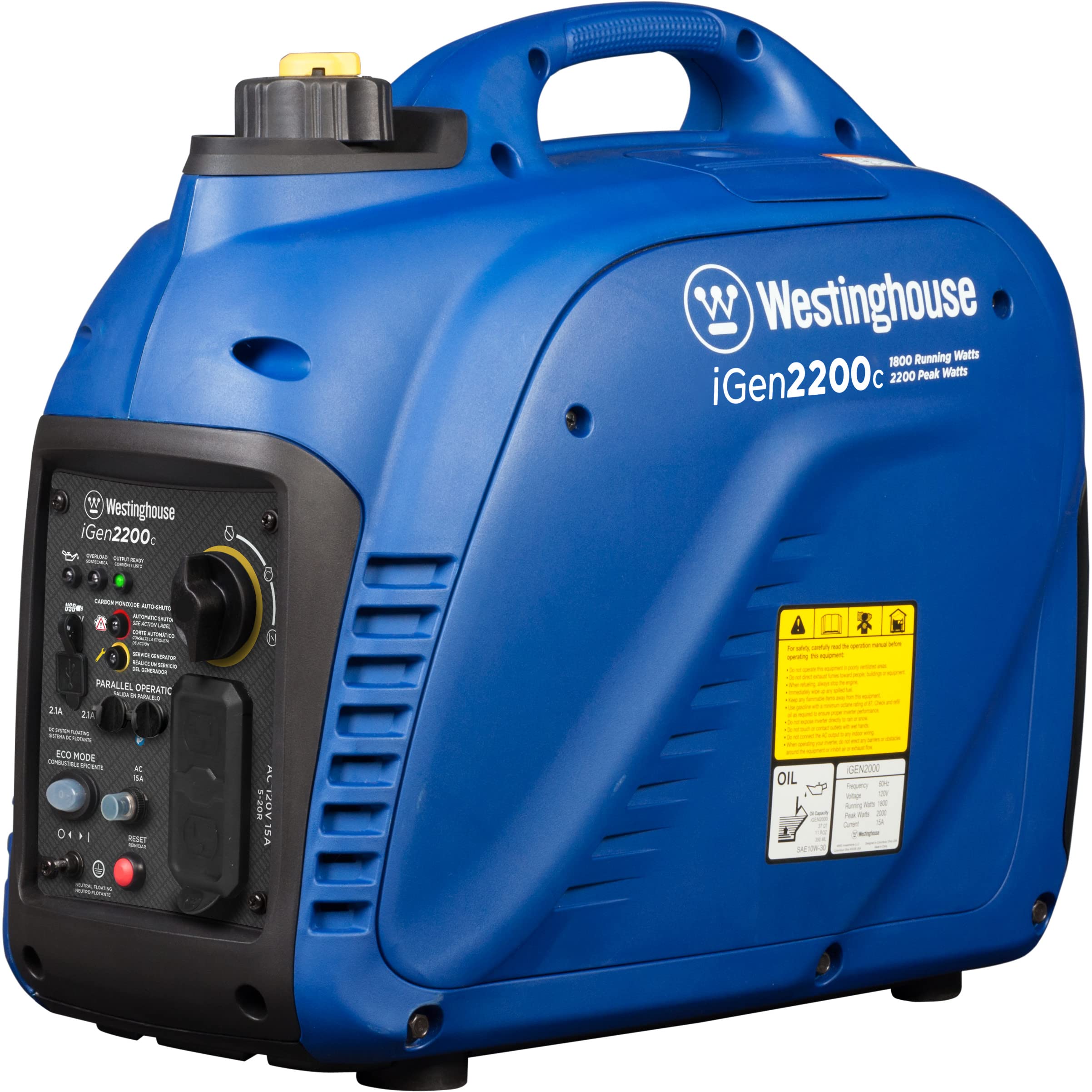 Westinghouse 1500 Peak Watt Super Quiet & Lightweight Portable Inverter Generator, Gas Powered, CO Sensor, Parallel Capable, Long Run Time,Blue Gronata