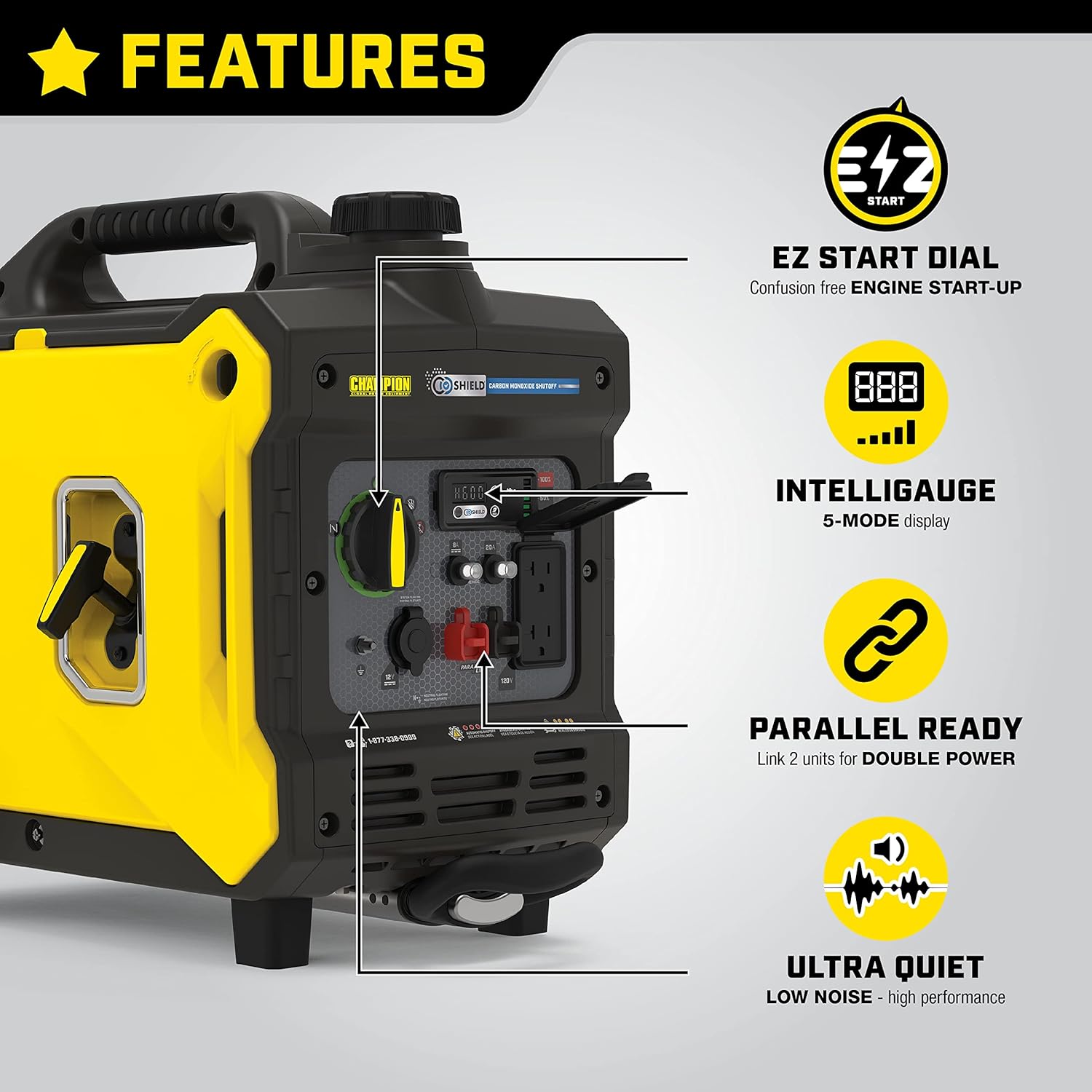 Champion Power Equipment 3500-Watt Portable Inverter Generator with Quiet Technology and CO Shield Gronata