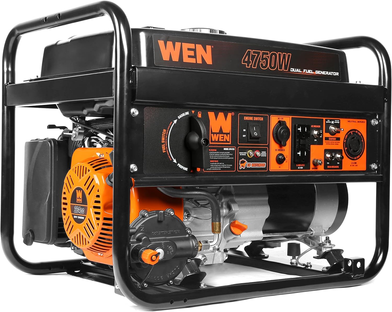 WEN DF472X 4750-Watt 120-Volt/240-Volt Dual Fuel Portable Generator with CO Shutdown Sensor Gronata