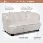 Paws & Purrs Retro Scalloped Back Sofa Style Pet Bed, Dog & Cat Couch with Tufted Cushion & Armrest, Stylish Indoor Pet Furniture, Sage Gronata