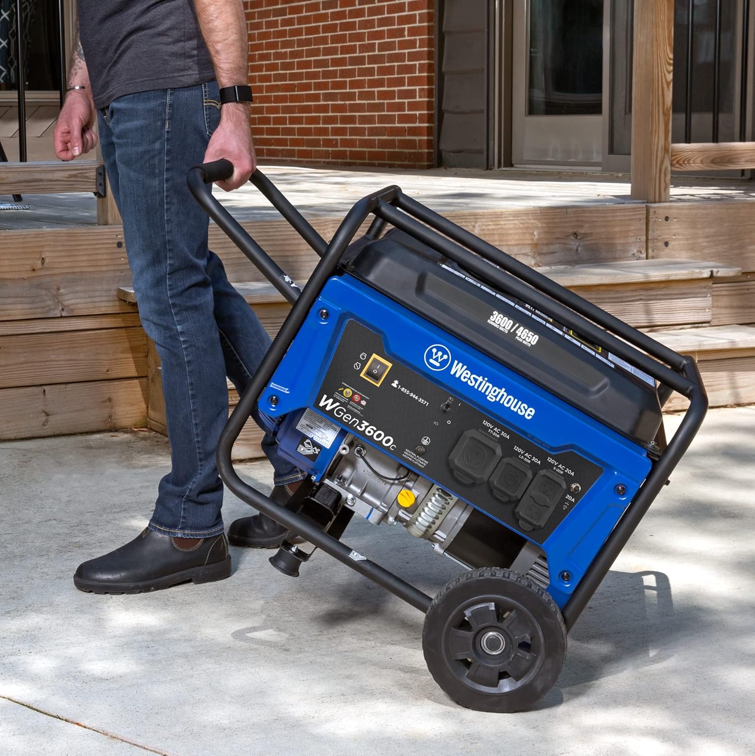 Westinghouse 4650 Peak Watt Portable Generator, RV Ready 30A Outlet, Wheel & Handle Kit, Gas Powered, CO Sensor Gronata