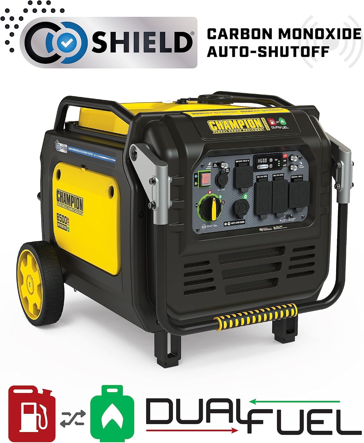Champion Power Equipment 8500-Watt Electric Start Dual Fuel Home Backup Portable Inverter Generator with Quiet Technology and CO Shield Gronata
