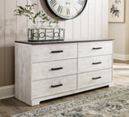 Signature Design by Ashley Shawburn Rustic 5 Drawer Chest of Smooth-Gliding Drawers and Safety Stop, White & Gray Gronata