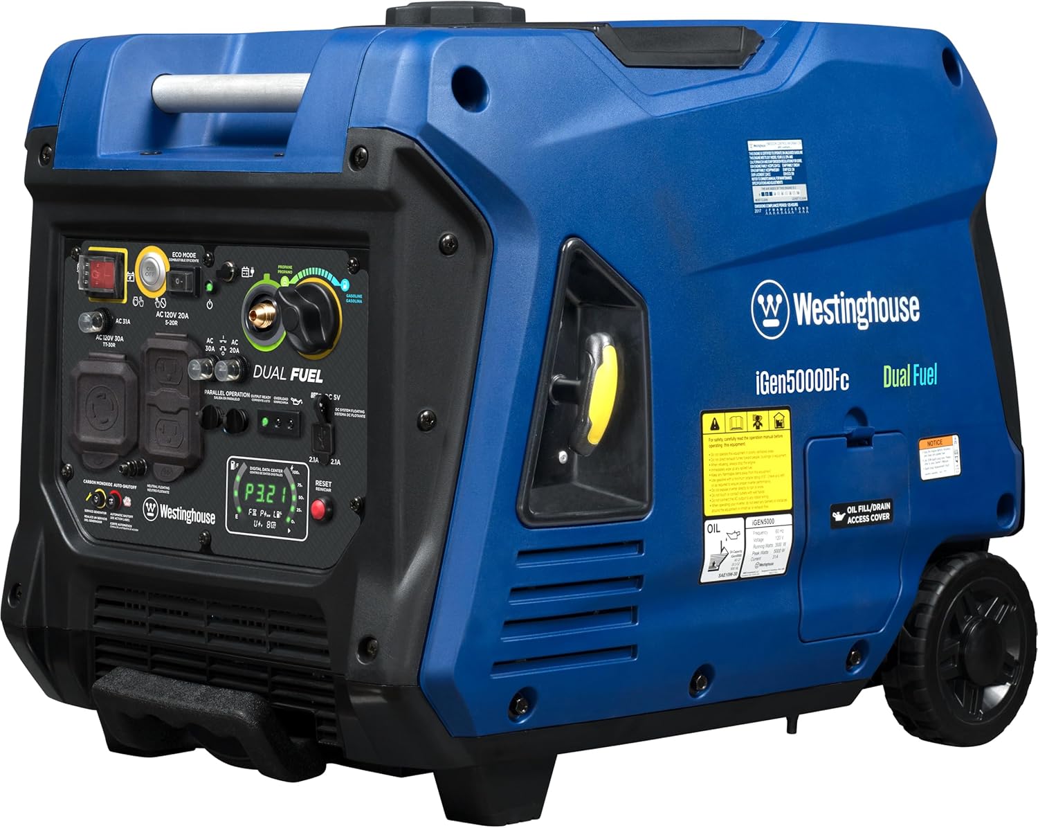 Westinghouse 5000 Peak Watt Super Quiet Dual Fuel Portable Inverter Generator, Remote Electric Start, Gas & Propane Powered, RV Ready, CO Sensor, Parallel Capable Gronata
