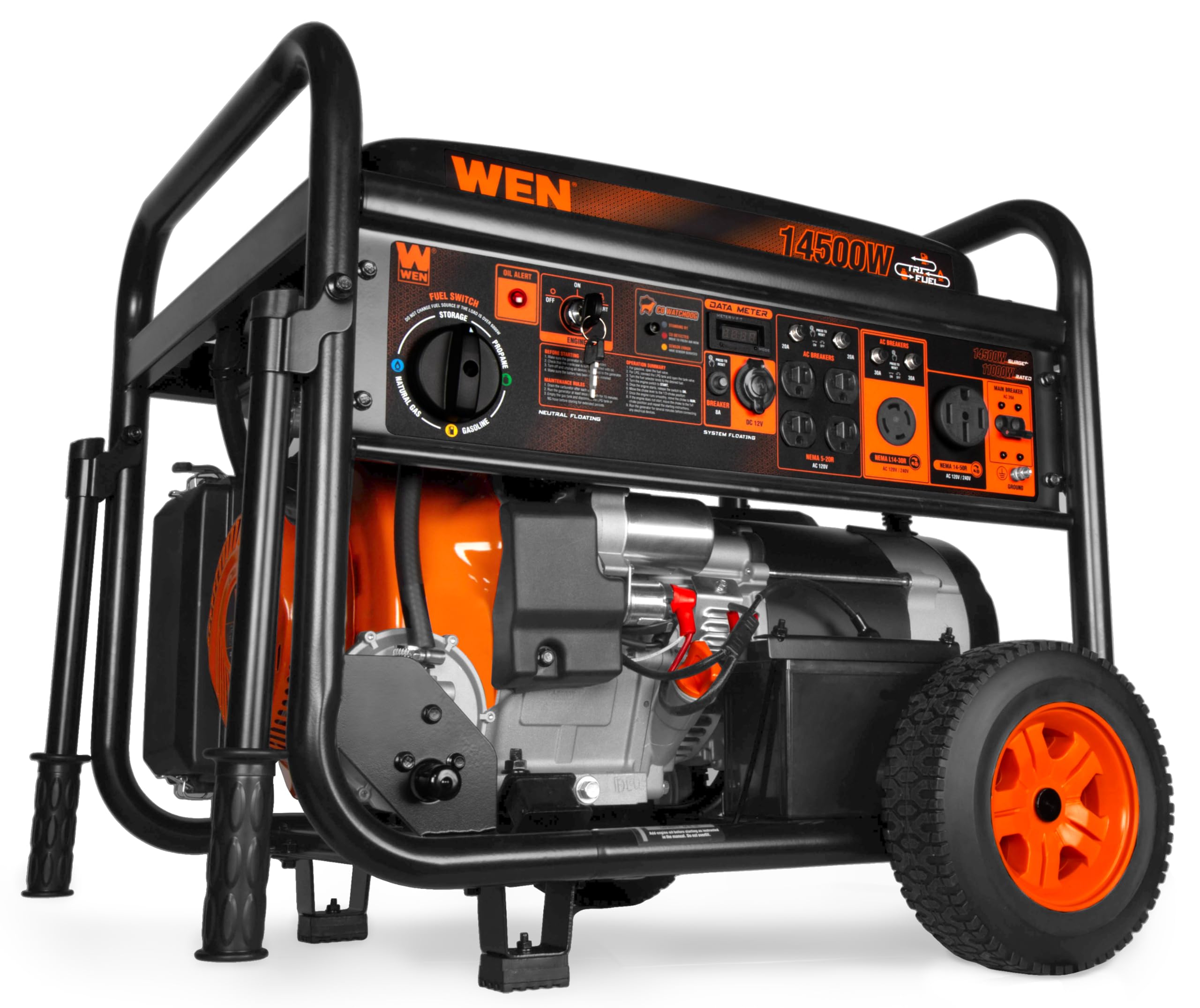 WEN 11,000-Watt 120V/240V Dual Fuel Portable Generator with Wheel Kit and Electric Start (DF1100T) Gronata