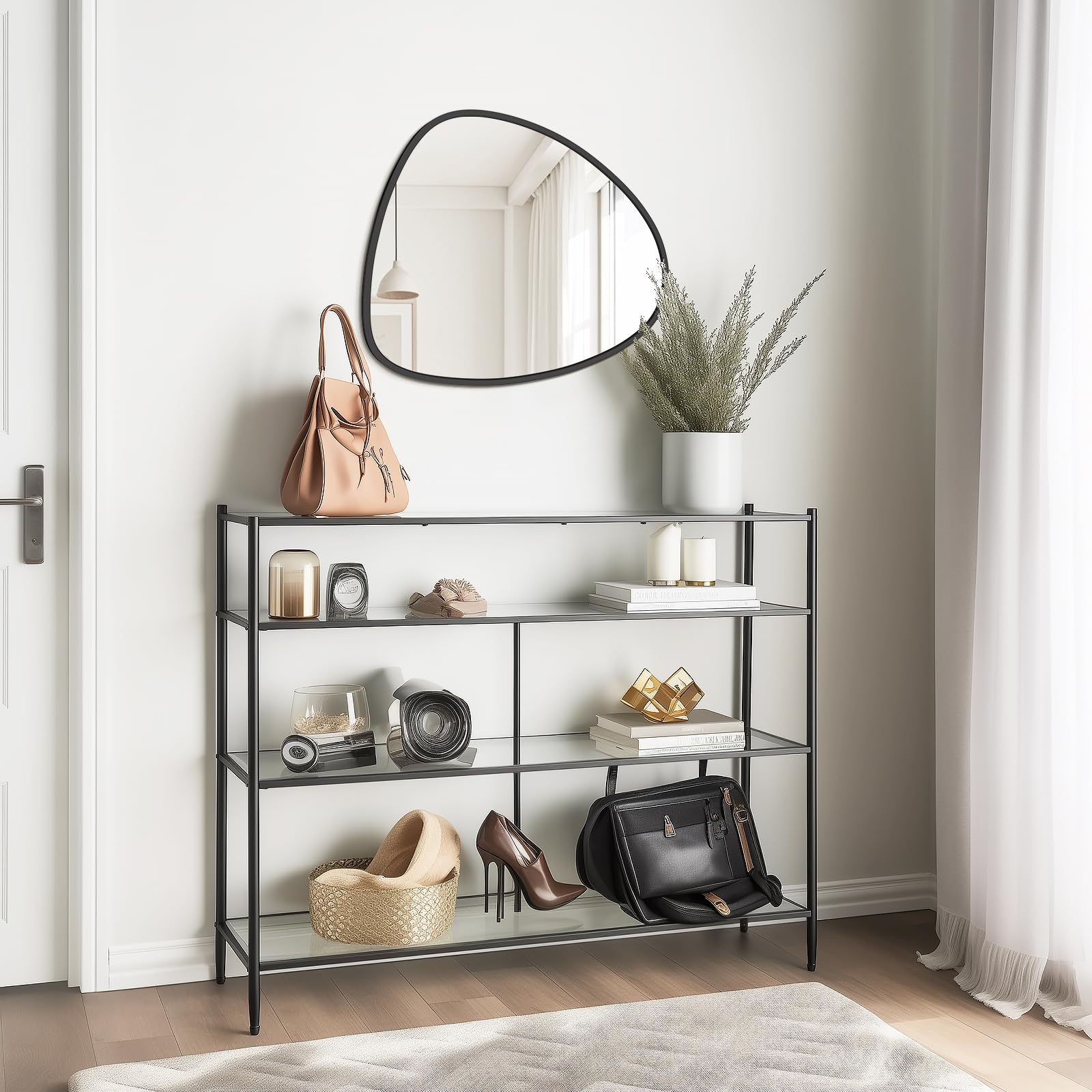 WallBeyond Asymmetrical Mirror, Irregular Mirror Full Length, Boho Wall Mirrors Decorative for Bedroom Living Room Entryway Hall, Mid Century Modern Decor 48" H x 22" W Gronata