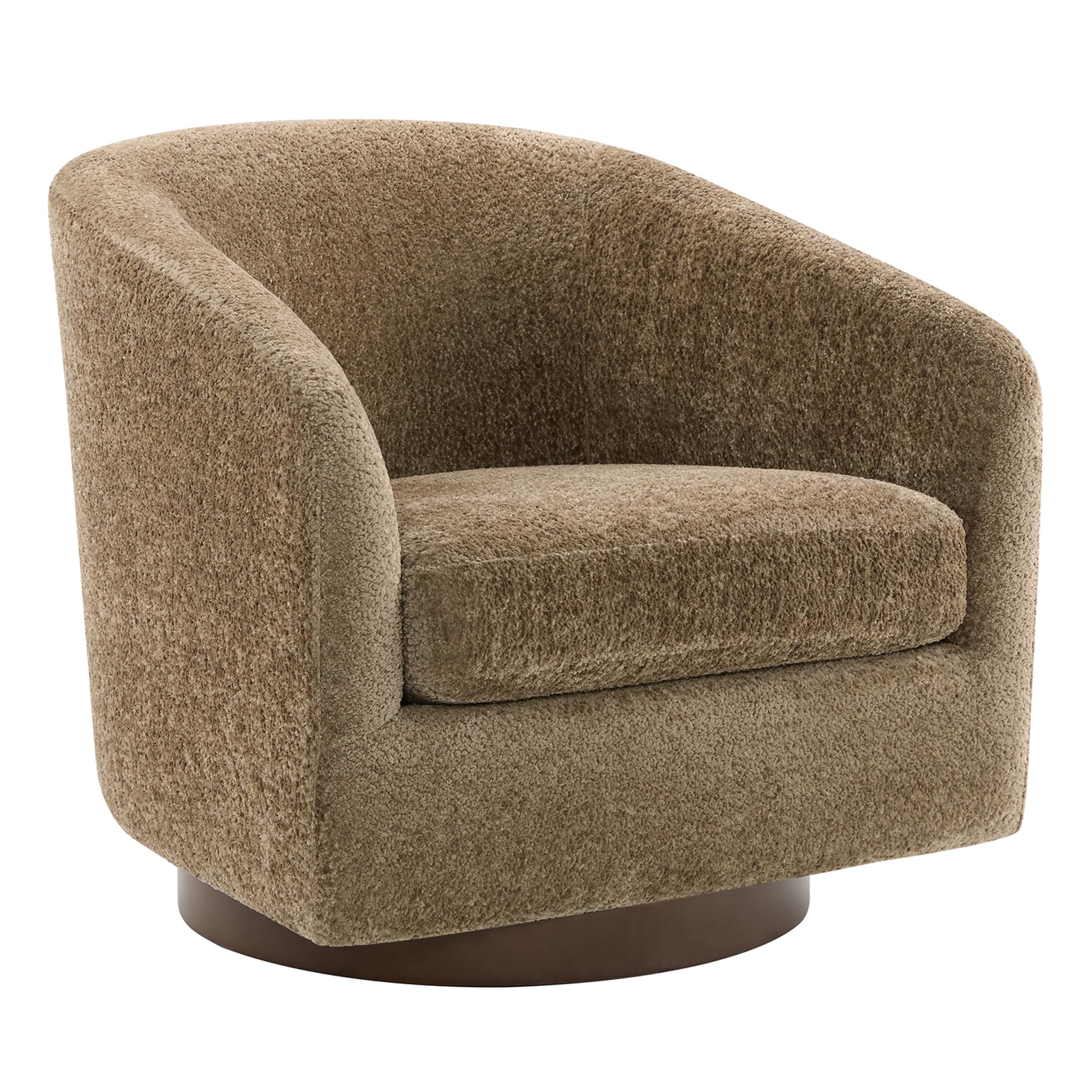 CHITA Swivel Accent Chair, Fully Assembled Fabric Barrel Armchair with FSC Certified Upholstered for Living Room, Bedroom and Office, Cream Gronata