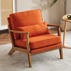 Karl home Accent Chair Wide Armrest Mid-Century Lounge Chair Linen Fabric Armchair with Lumbar Pillow & Solid Wood Frame for Living Room, Bedroom, Balcony, Green Gronata