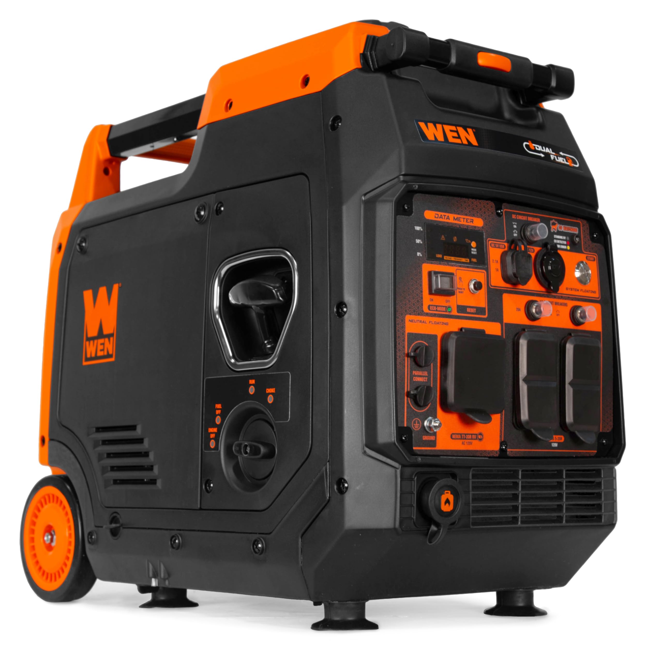 WEN Quiet and Lightweight 4800-Watt Dual Fuel RV-Ready Electric Start Portable Inverter Generator with Fuel Shut Off and CO Watchdog (DF480iX) Gronata