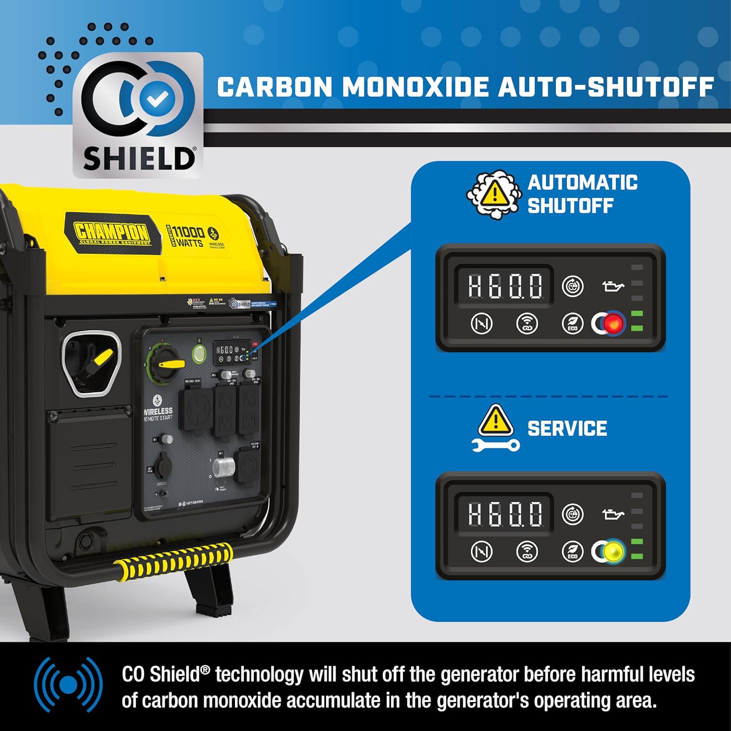 Champion Power Equipment 11,000-Watt Wireless Remote Start Home Backup Portable Inverter Generator with Quiet Technology and Free 3-Year Warranty Gronata