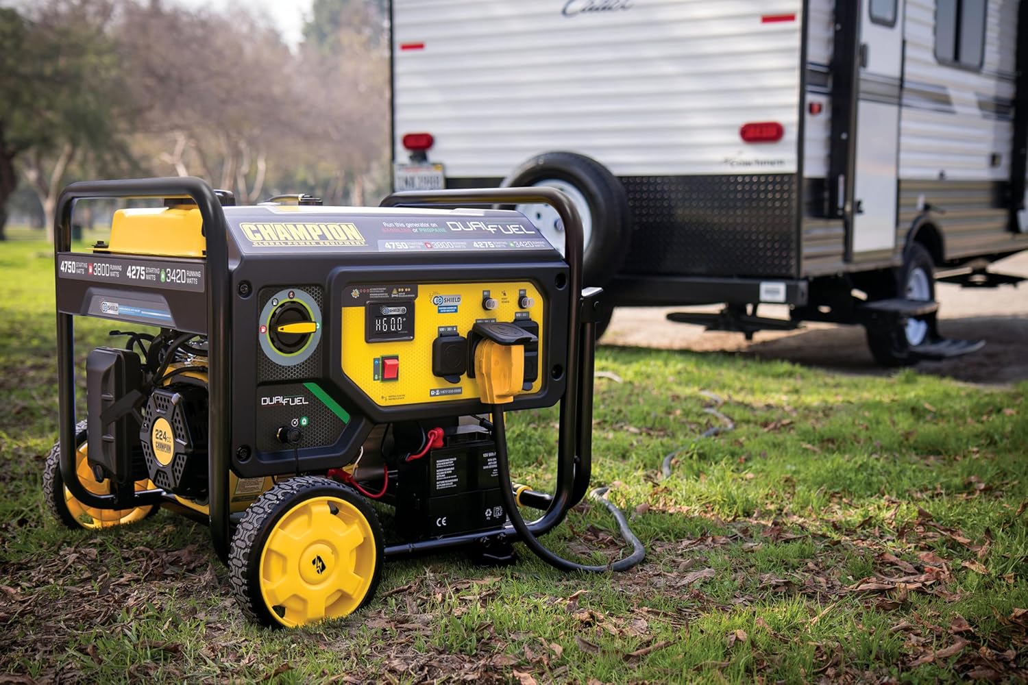 Champion Power Equipment 4750-Watt Electric Start Dual Fuel RV Ready Portable Generator with Free 3-Year Warranty, CARB Compliant Gronata