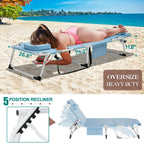 DoCred Heavy Duty Chaise Lounge Chair, Adjustable 5-Position Folding Chaise Lounge Chairs for Outside, Portable Lay Flat Beach Lounge Chair for Outdoor Sunbathing Beach Pool Lawn Camping Gronata