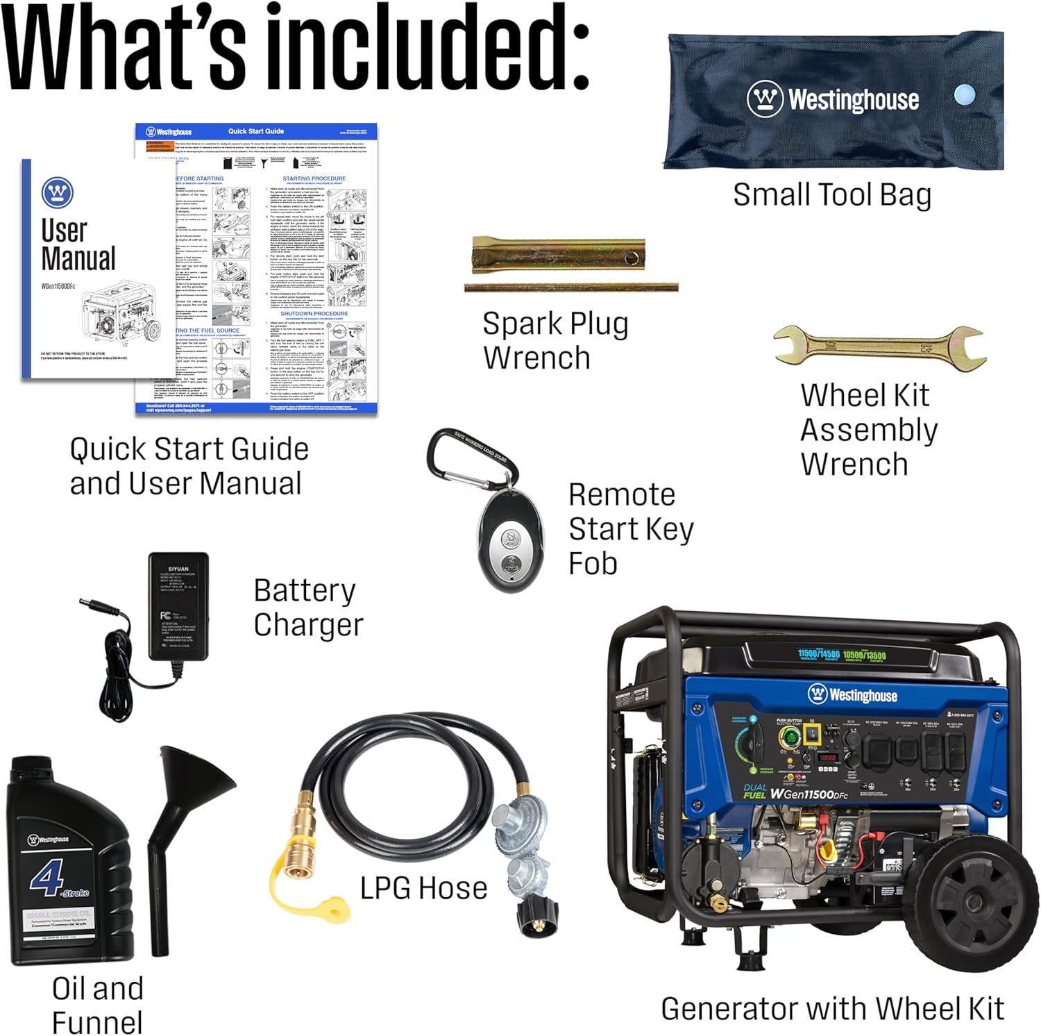 Westinghouse Outdoor Power Equipment 14500 Peak Watt Dual Fuel Home Backup Portable Generator, Remote Electric Start, Transfer Switch Ready, Gas and Propane Powered Gronata