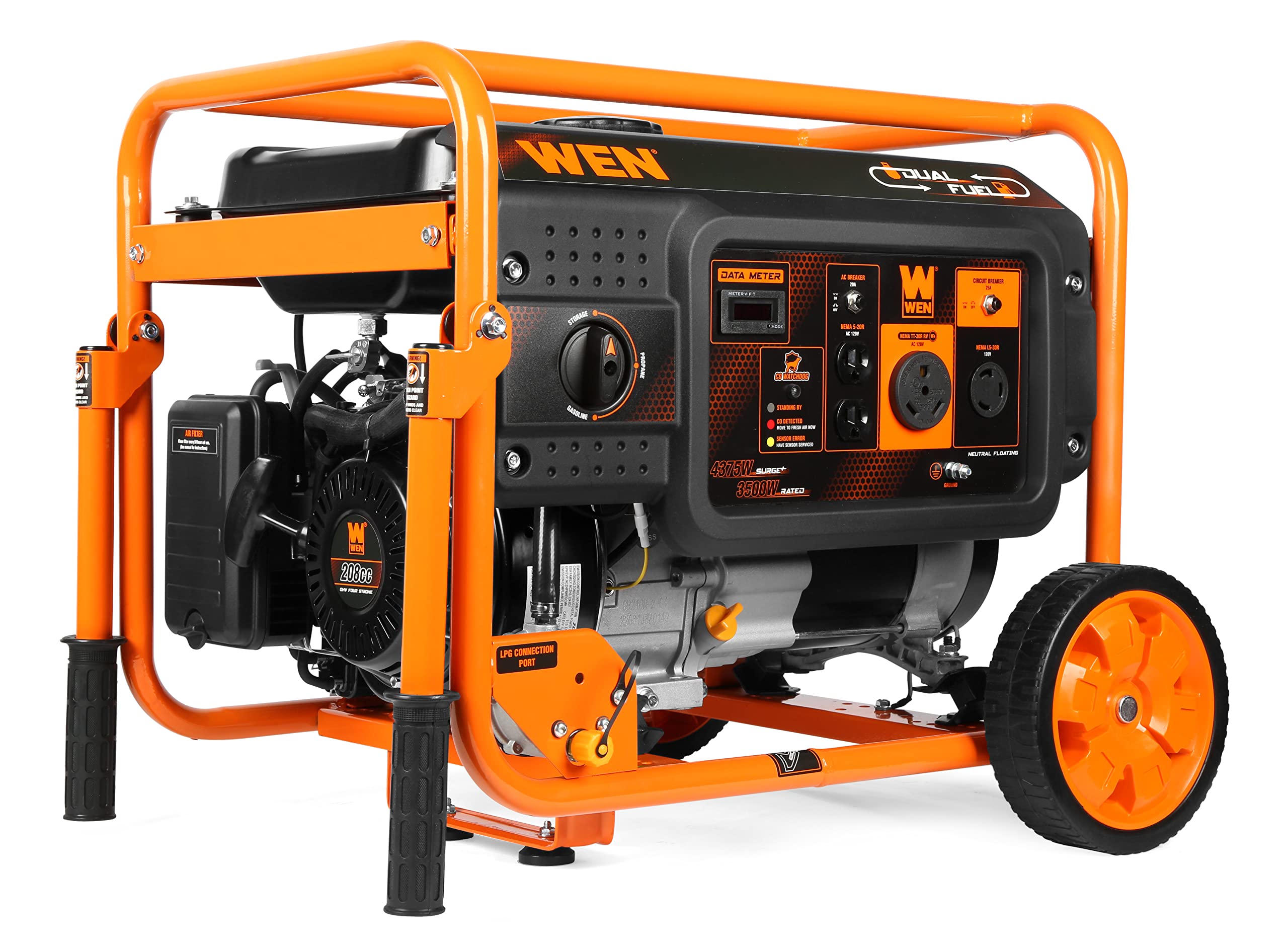 WEN DF472X 4750-Watt 120-Volt/240-Volt Dual Fuel Portable Generator with CO Shutdown Sensor Gronata