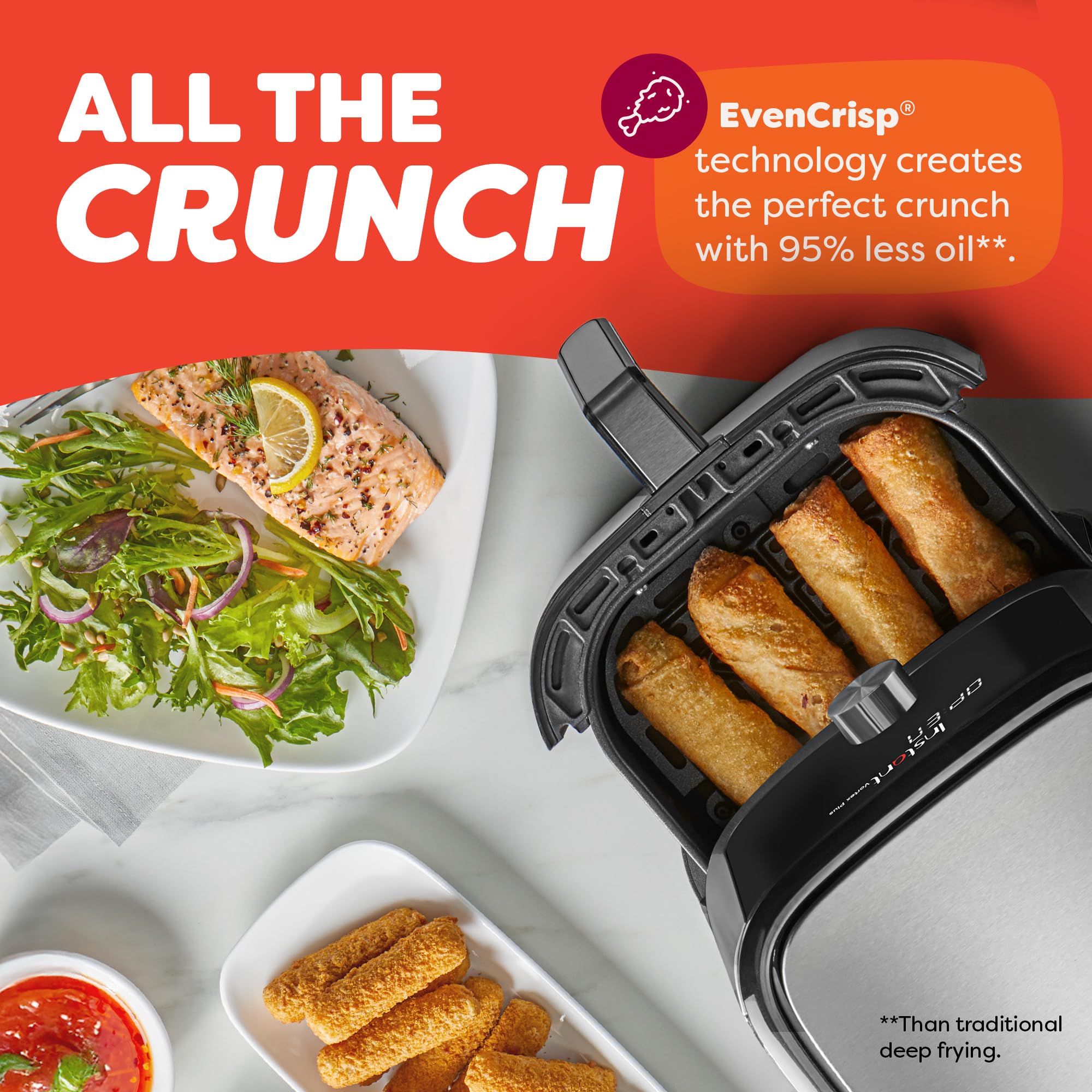 Instant Pot 6QT VORTEX Plus Air Fryer, 6-in-1, Air Fry, Broil, Dehydrate, Crisp, Roast, Reheat, Bake, Dishwasher-Safe Airfryer basket, from the Makers of Instant Pot, Stainless Steel Gronata