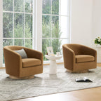 CHITA Swivel Accent Chair, Fully Assembled Fabric Barrel Armchair with FSC Certified Upholstered for Living Room, Bedroom and Office, Cream Gronata