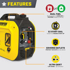 Champion Power Equipment 2500-Watt Dual Fuel Portable Inverter Generator with Quiet Technology and CO Shield Gronata