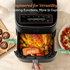 Cosori 9-in-1 TurboBlaze Air Fryer 6 Qt, PFAS-Free Ceramic Coating, 90°–450°F, Precise Heating for Even Results, Air Fry, Roast, Bake, Broil, Dry, Frozen, Proof, Reheat, Keep Warm, 120V, Dark Gray Gronata
