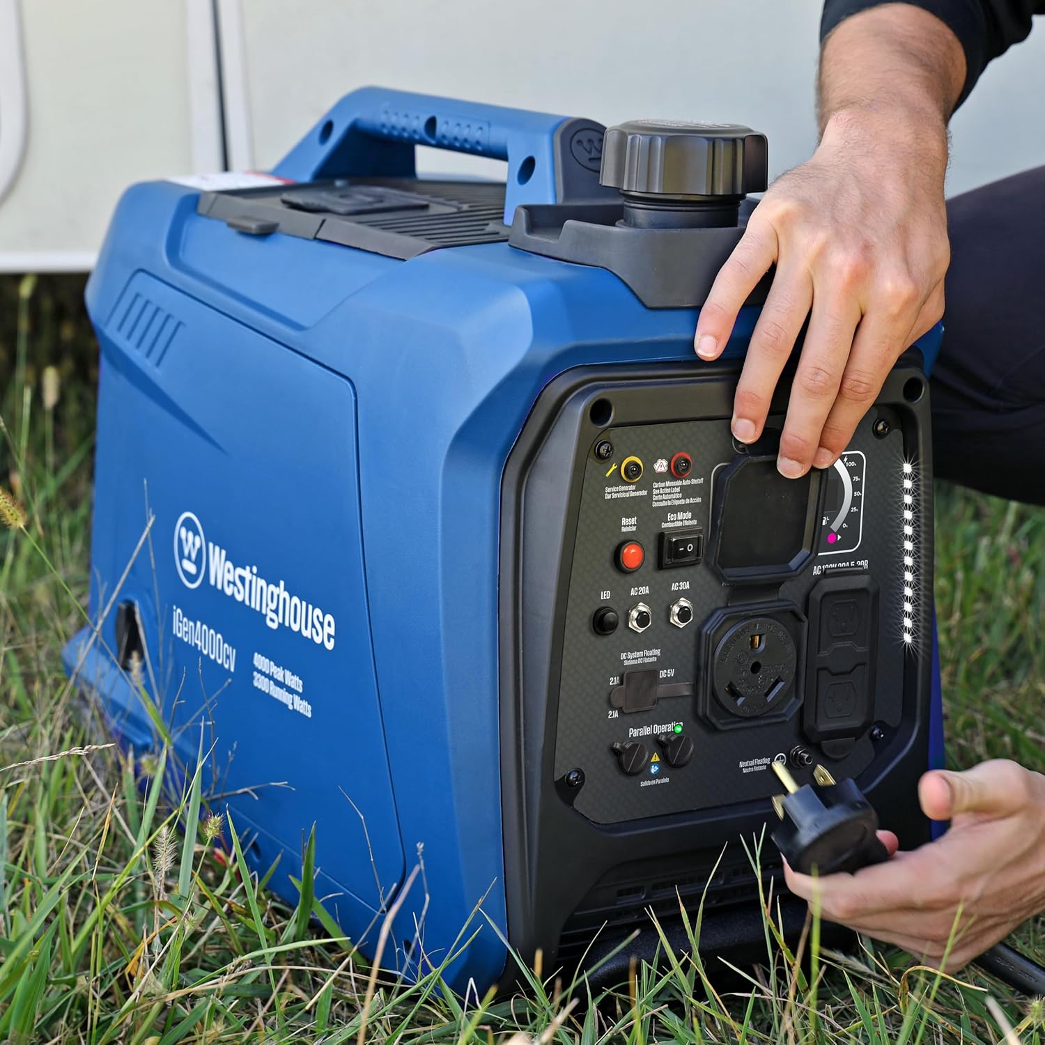 Westinghouse 4000 Peak Watt Super Quiet Portable Inverter Generator, Wheel & Handle Kit, RV Ready 30A Outlet, Gas Powered, CO Sensor, Parallel Capable Gronata