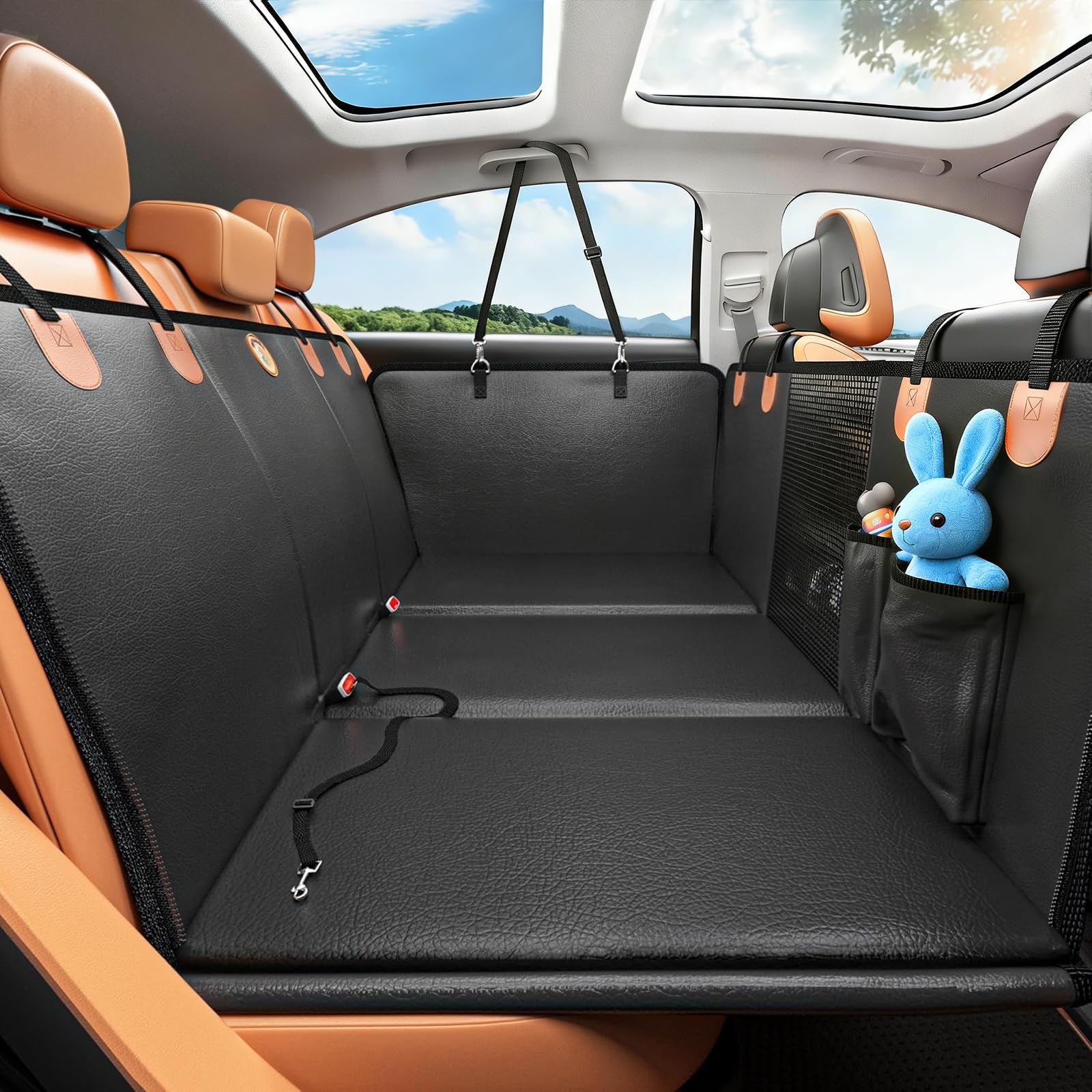 MYJAQI Back Seat Extender for Dogs, Waterproof Dog Car Seat Cover for Back Seat with Hard Bottom, 2026 Upgraded Material, Anti Scratch, Safer, Easy to Use and Clean, Holds 400lbs Gronata