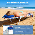 DoCred Heavy Duty Chaise Lounge Chair, Adjustable 5-Position Folding Chaise Lounge Chairs for Outside, Portable Lay Flat Beach Lounge Chair for Outdoor Sunbathing Beach Pool Lawn Camping Gronata