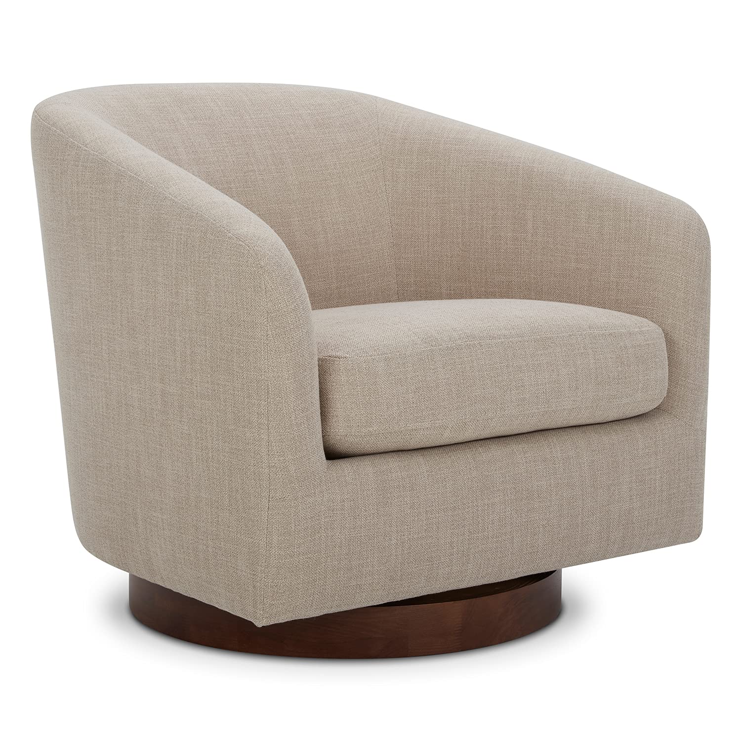 CHITA Swivel Accent Chair, Fully Assembled Fabric Barrel Armchair with FSC Certified Upholstered for Living Room, Bedroom and Office, Cream Gronata