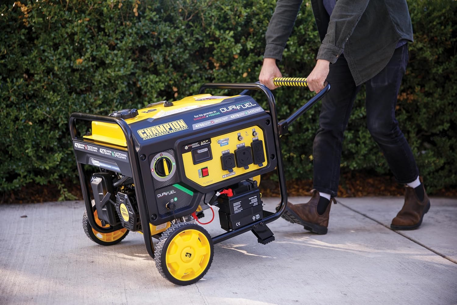 Champion Power Equipment 4750-Watt Electric Start Dual Fuel RV Ready Portable Generator with Free 3-Year Warranty, CARB Compliant Gronata