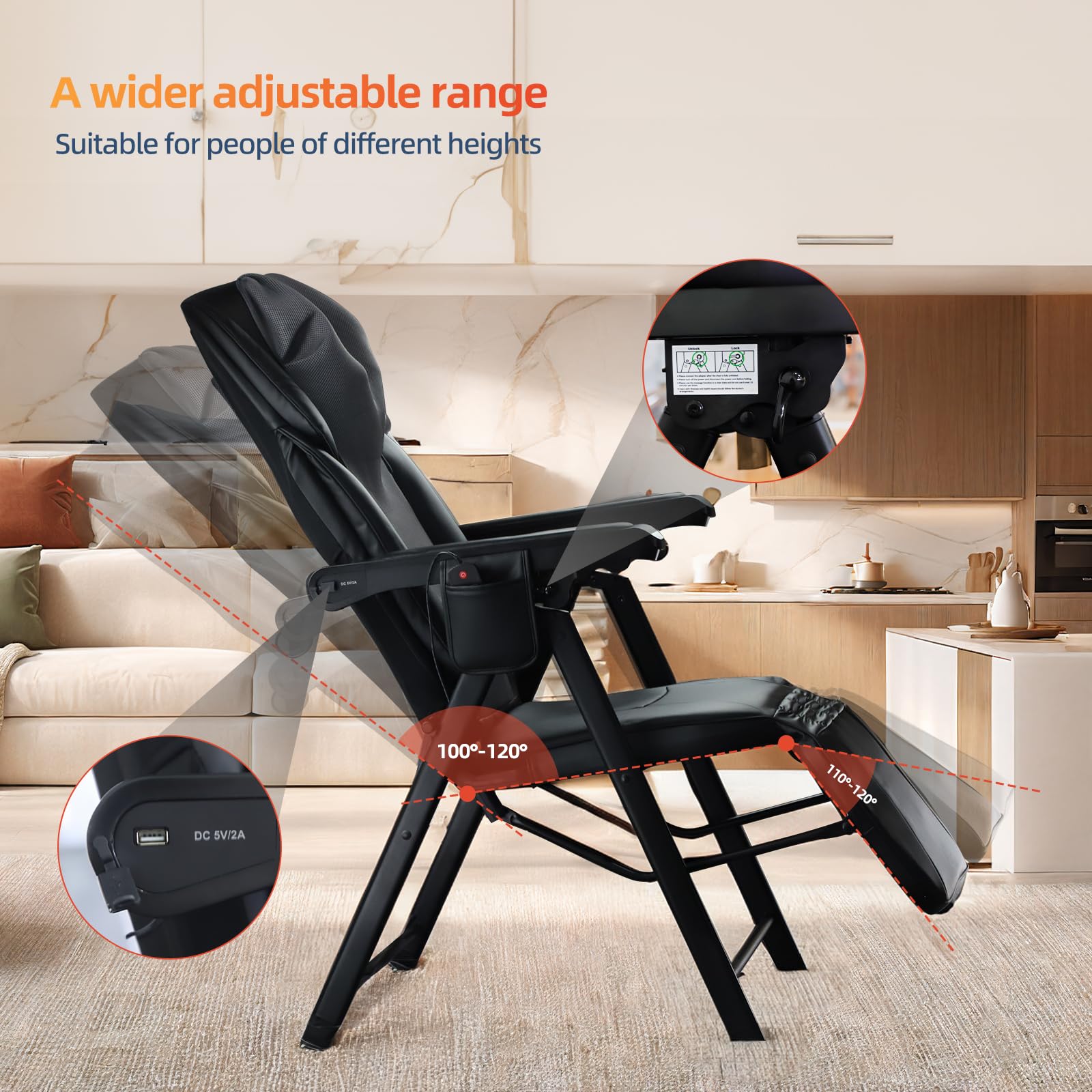 Ezencon Foldable Electric Massage Chair with Heat, Shiatsu, Kneading, Vibration, Full Body Relaxation, Adjustable Backrest & Neck Height,for Dad Mom Women Men Gronata