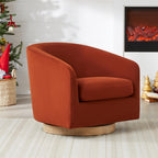 CHITA Swivel Accent Chair, Fully Assembled Fabric Barrel Armchair with FSC Certified Upholstered for Living Room, Bedroom and Office, Cream Gronata