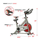 Sunny Health & Fitness Indoor Cycling Exercise Bike with SPD pedals - SF-B1509, White, 47 L x 20 W x 47 5 H Gronata
