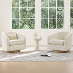 CHITA Swivel Accent Chair, Fully Assembled Fabric Barrel Armchair with FSC Certified Upholstered for Living Room, Bedroom and Office, Cream Gronata