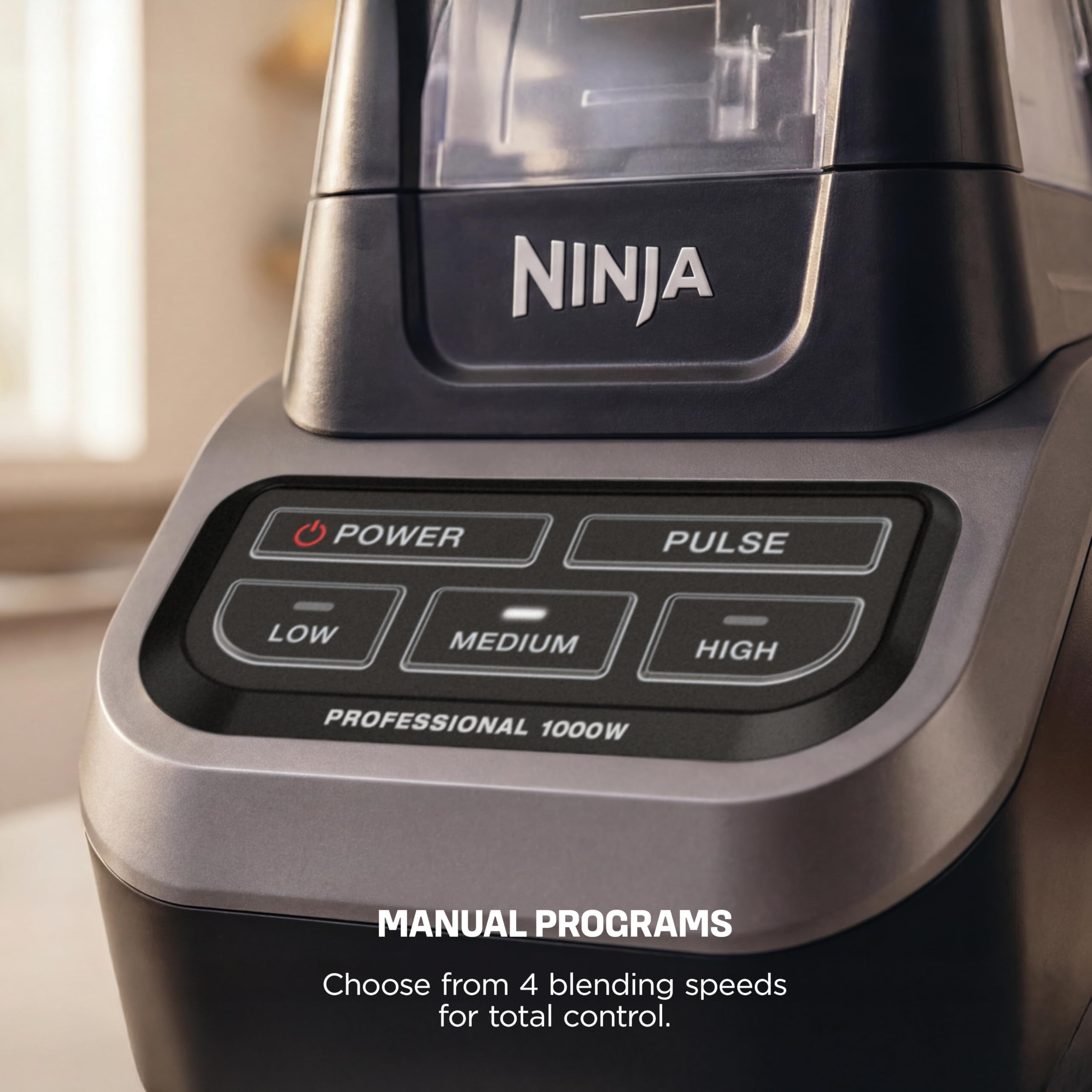 Ninja Professional Blender | Smoothie Blending, Drink Mixer, Grinder, Ice Crusher, Frozen Fruit Blending | 1000W Power, Total Crushing Technology, XL 72-oz. Pitcher | Black & Grey | BL610 Gronata