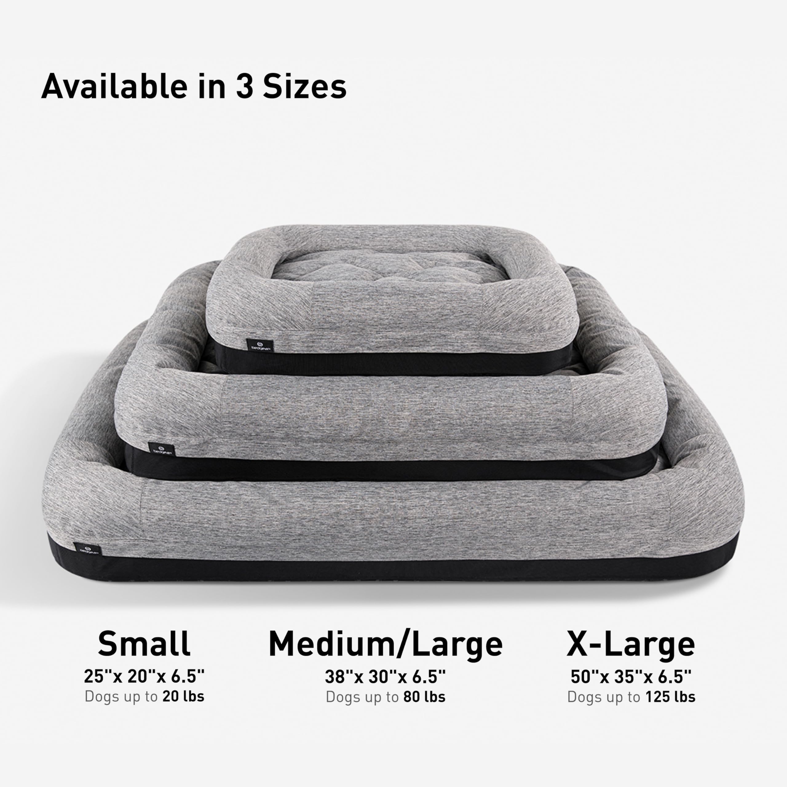 Bedgear Performance Dog Bed - Medium/Large - Durable Pet Bed with Washable Cover - Removable Pad for Travel Gronata
