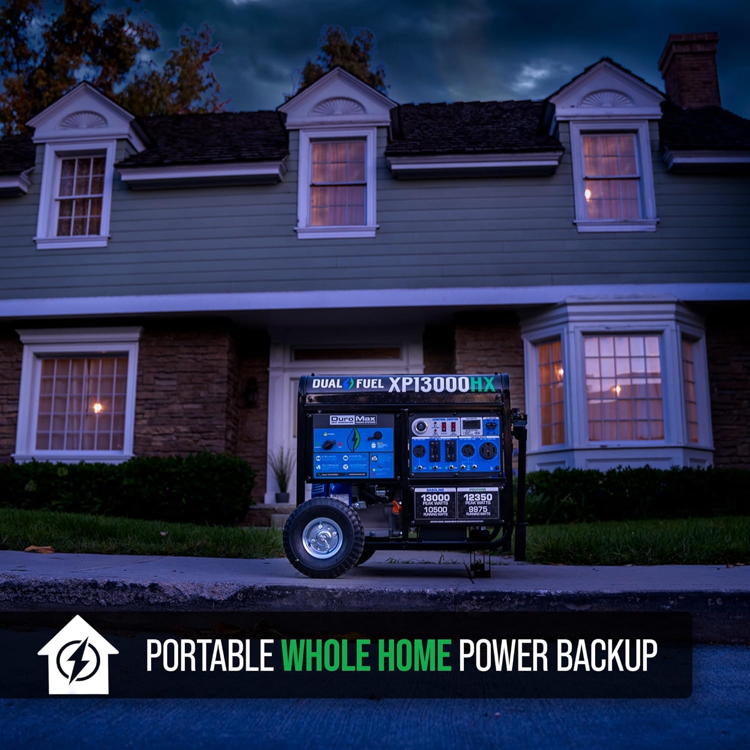 DuroMax XP13000HX 13,000-Watt Dual Fuel Portable Generator - Gas & Propane, Electric Start, Whole Home Power Backup, Transfer Switch Ready, RV & Emergency Ready Gronata