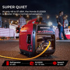 Honda EU2200i 2200 Watt Inverter Generator, Super Quiet 120V Gas Powered Portable Generator for Camping or Home Backup Power Supply, Up to 8.1 Hour Run Time (EU2200ITAN) Gronata