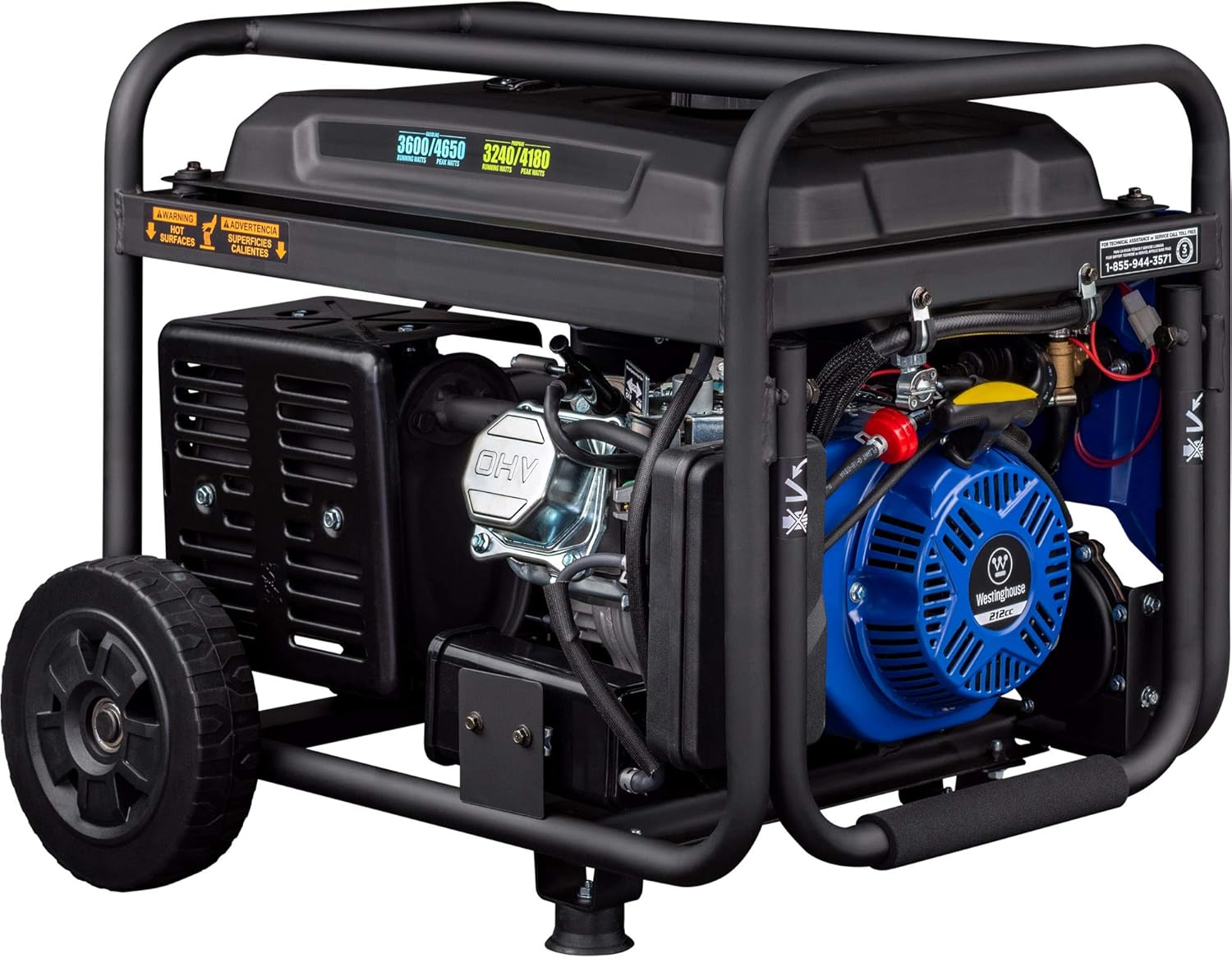 Westinghouse 4650 Peak Watt Dual Fuel Portable Generator, Remote Electric Start with Auto Choke, RV Ready 30A Outlet, Gas & Propane Powered Gronata