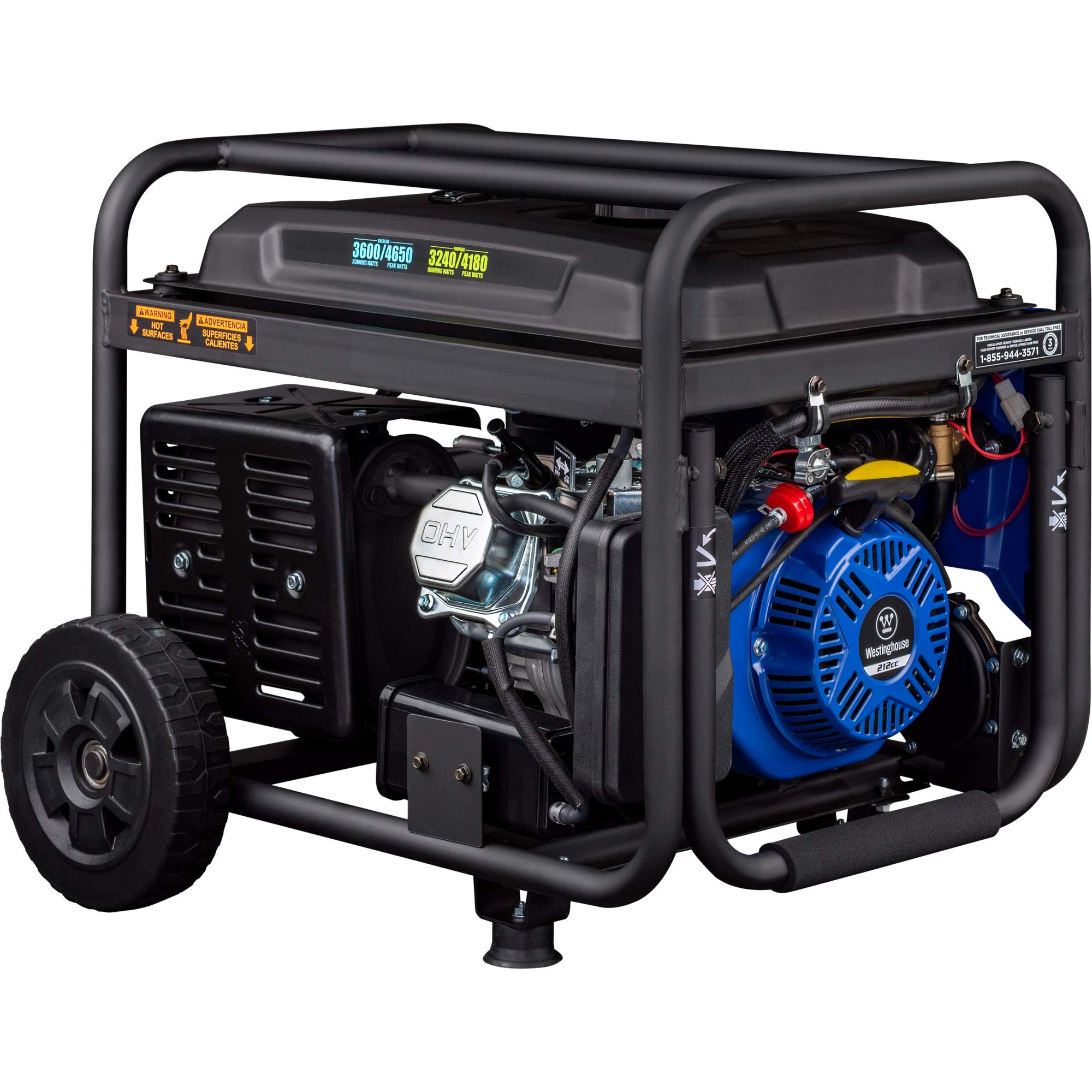 Westinghouse 4650 Peak Watt Dual Fuel Portable Generator, Remote Electric Start with Auto Choke, RV Ready 30A Outlet, Gas & Propane Powered, CO Sensor Gronata