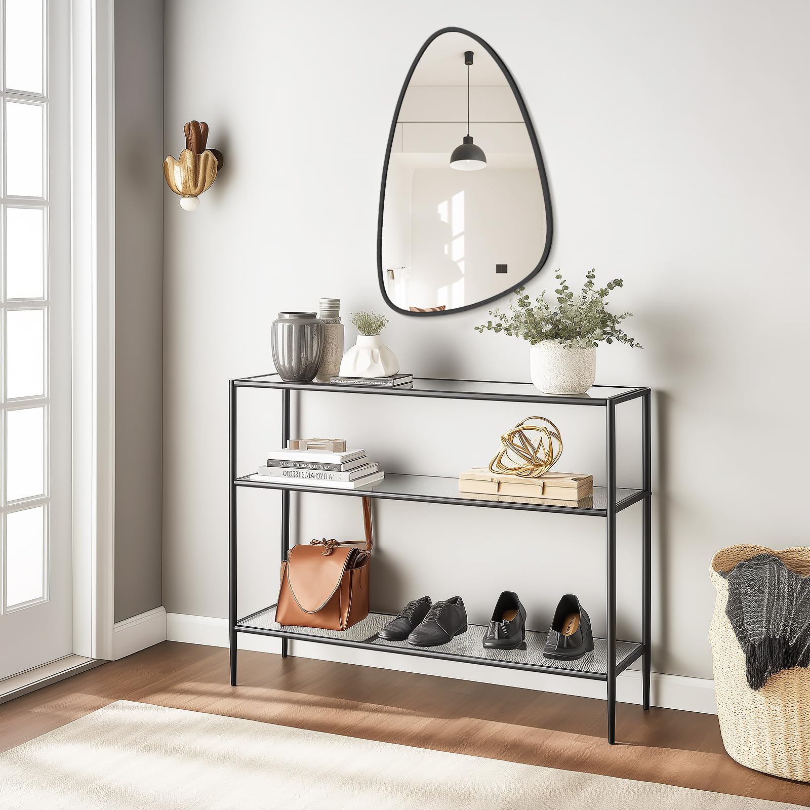 WallBeyond Asymmetrical Mirror, Irregular Mirror Full Length, Boho Wall Mirrors Decorative for Bedroom Living Room Entryway Hall, Mid Century Modern Decor 48" H x 22" W Gronata