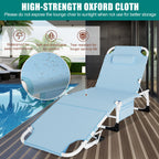 DoCred Heavy Duty Chaise Lounge Chair, Adjustable 5-Position Folding Chaise Lounge Chairs for Outside, Portable Lay Flat Beach Lounge Chair for Outdoor Sunbathing Beach Pool Lawn Camping Gronata