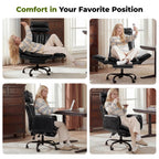 HOMRELEXA Criss Cross Office Chair with Armrests & Wheels, Comfy Velvet Vanity Chair, Ergonomic Executive Gaming Computer Chairs with Foot Rest, Wide Seat Reclining Desk Chair, White Gronata
