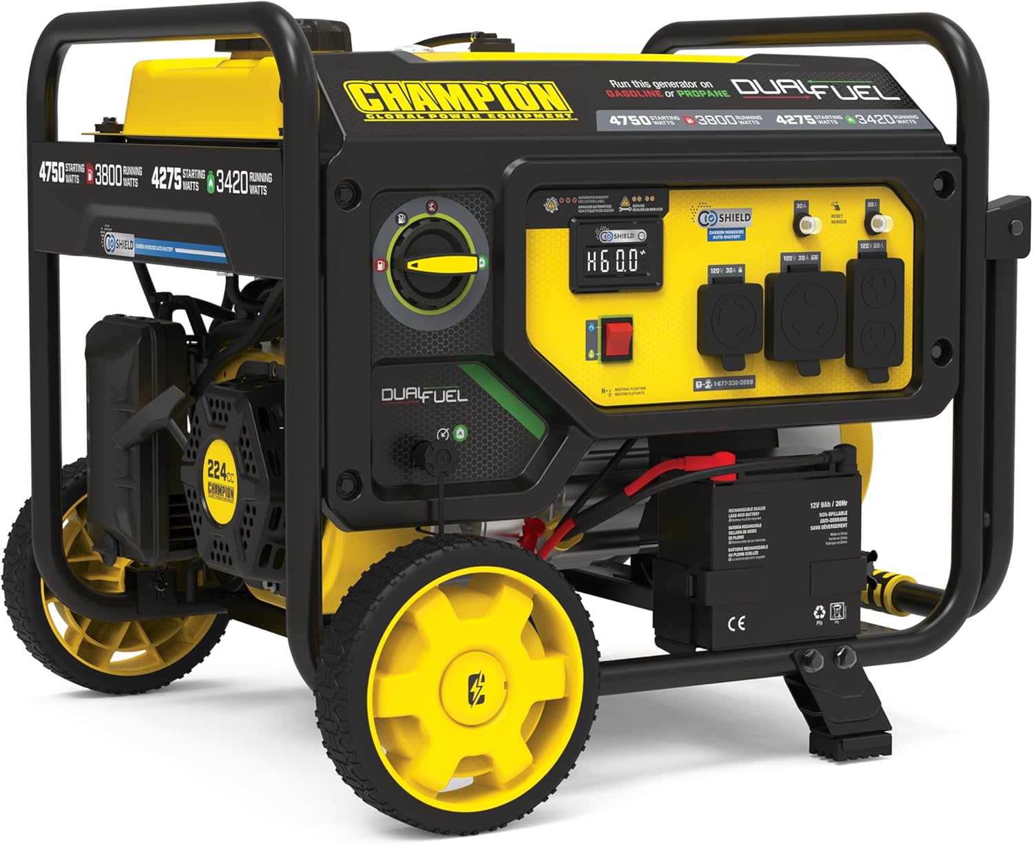 Champion Power Equipment 4750-Watt Electric Start Dual Fuel RV Ready Portable Generator with Free 3-Year Warranty, CARB Compliant Gronata